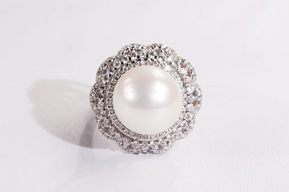 Top Christmas Gift-Timinara Edison Freshwater Pearl Rotating Ring-J0002