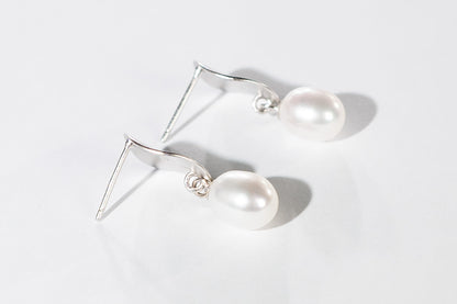 Weihnachtsangebot-Timinara Oval Freshwater Pearl Earring-ED0001