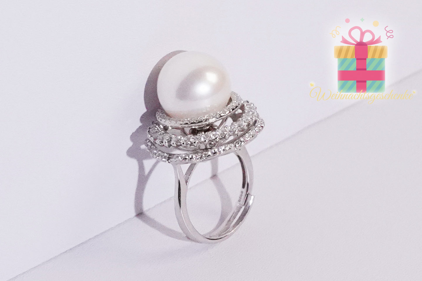 Top Christmas Gift-Timinara Edison Freshwater Pearl Rotating Ring-J0002